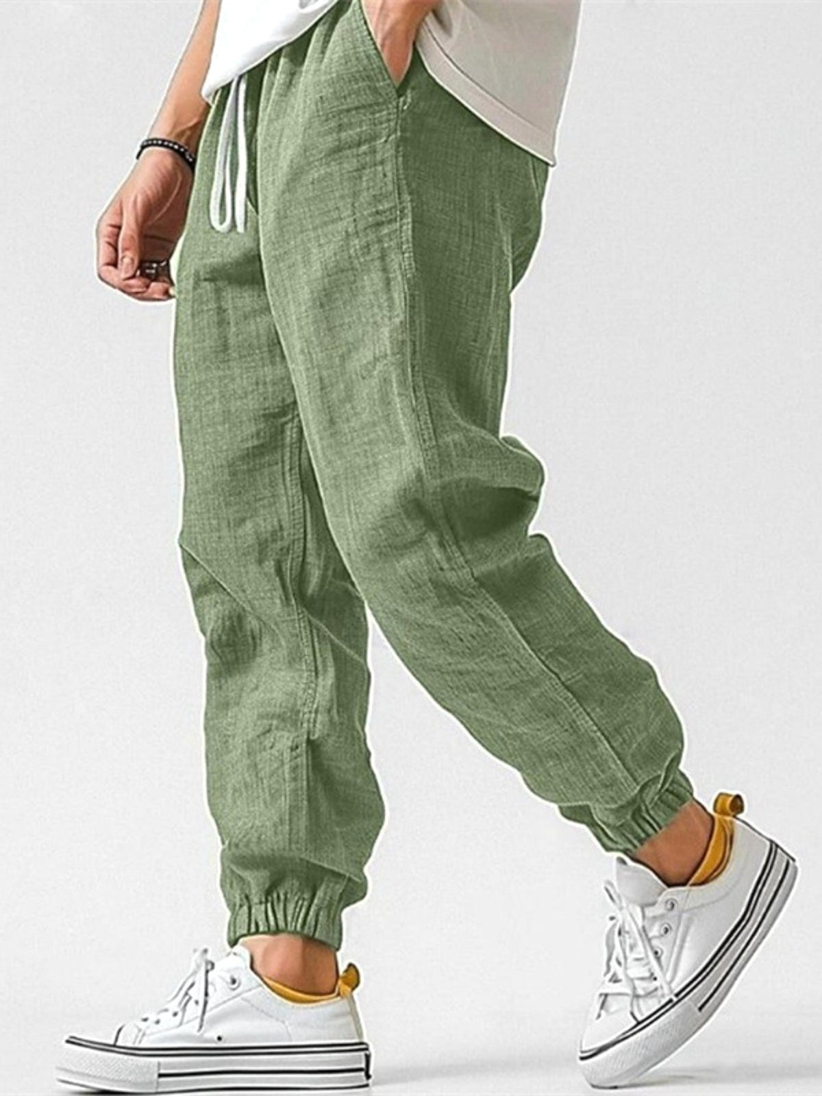 Henry | Men's Cotton Linen Joggers, Relaxed Fit Trousers | Direct Attire | Black
