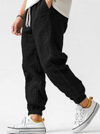 Henry | Men's Cotton Linen Joggers, Relaxed Fit Trousers | Direct Attire | Blue