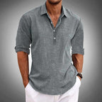 Hudson | Men's Linen Polo Shirt, Short-Sleeve Summer Shirt | Direct Attire | Black