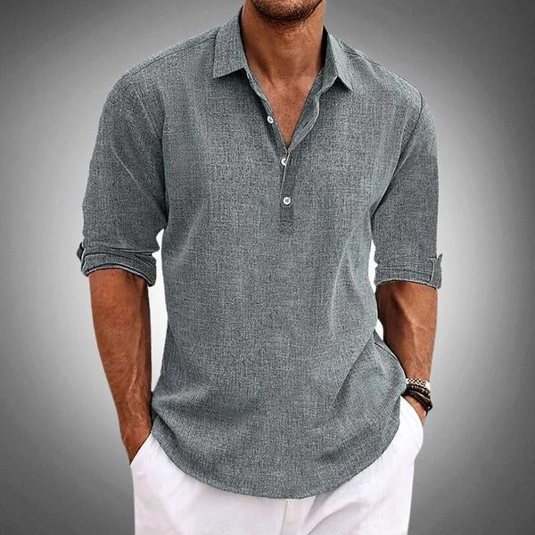 Hudson | Men's Linen Polo Shirt, Short-Sleeve Summer Shirt | Direct Attire | Black