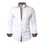 Hudson | Men's Paisley Accent Shirt, Smart Casual Shirt | Direct Attire | White