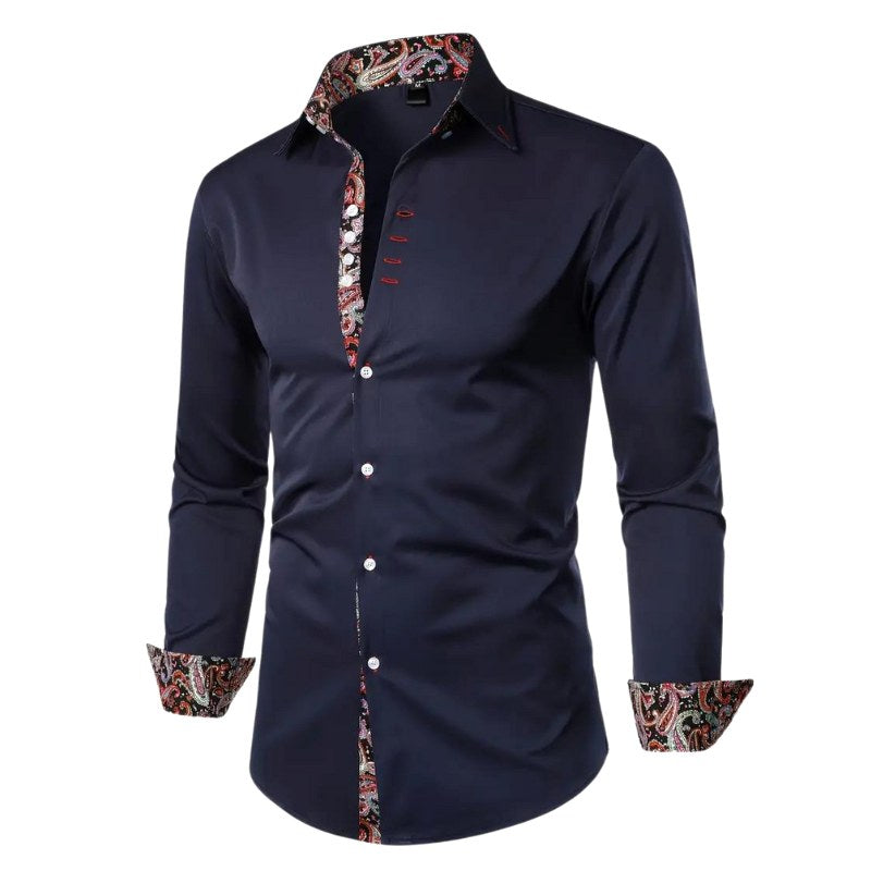 Hudson | Men's Paisley Accent Shirt, Smart Casual Shirt | Direct Attire