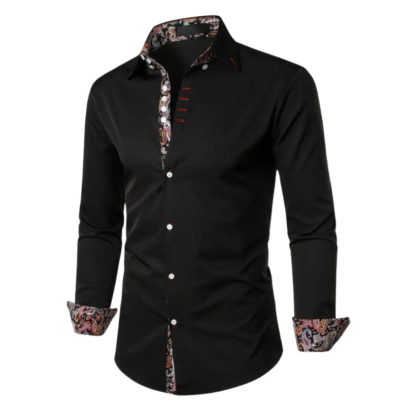 Hudson | Men's Paisley Accent Shirt, Smart Casual Shirt | Direct Attire