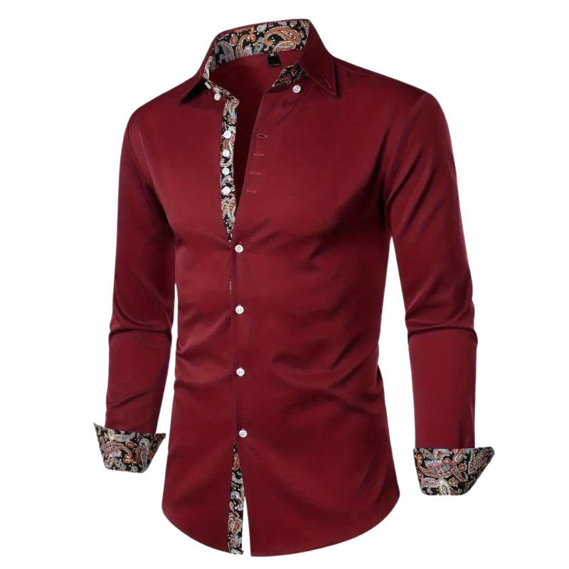 Hudson | Men's Paisley Accent Shirt, Smart Casual Shirt | Direct Attire