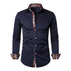 Hudson | Men's Paisley Accent Shirt, Smart Casual Shirt | Direct Attire | Dark Blue