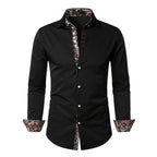 Hudson | Men's Paisley Accent Shirt, Smart Casual Shirt | Direct Attire | Black