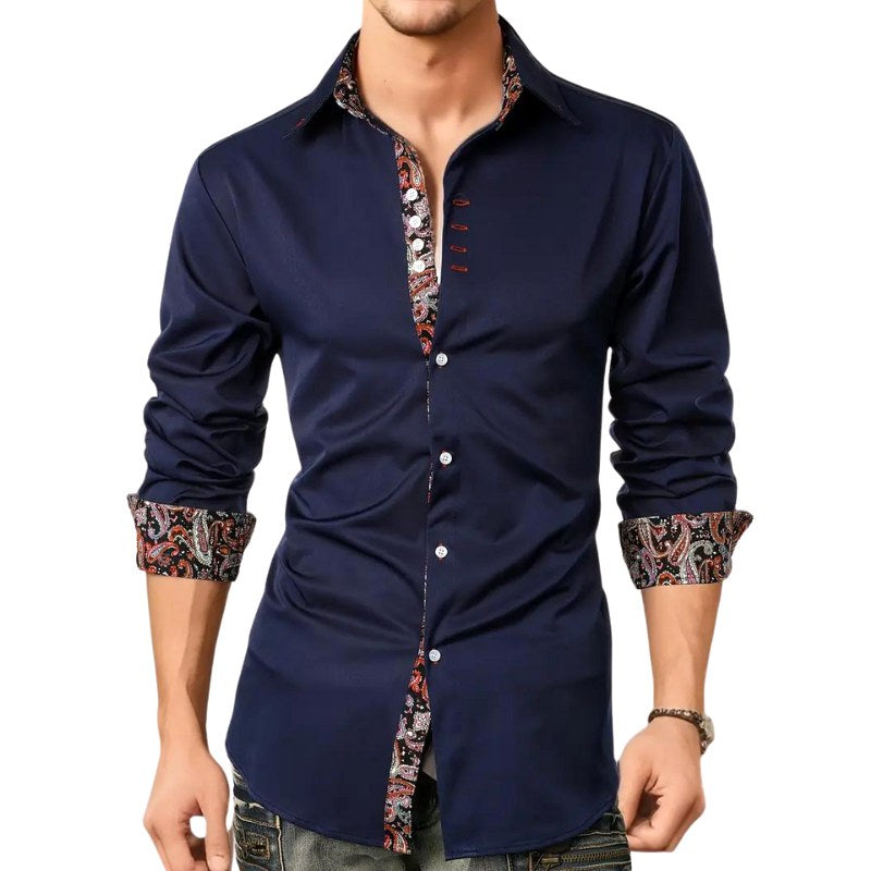 Hudson | Men's Paisley Accent Shirt, Smart Casual Shirt | Direct Attire