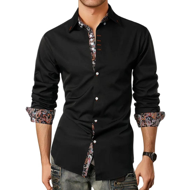 Hudson | Men's Paisley Accent Shirt, Smart Casual Shirt | Direct Attire