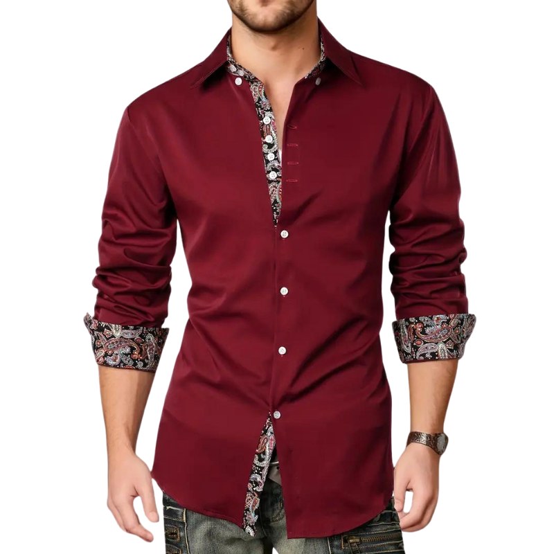 Hudson | Men's Paisley Accent Shirt, Smart Casual Shirt | Direct Attire