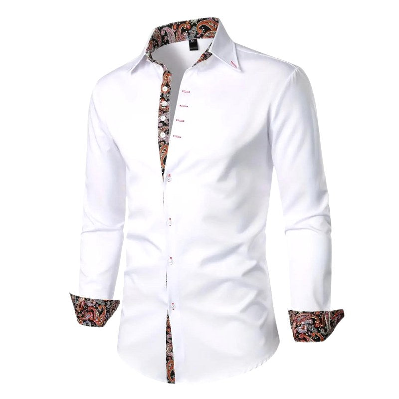 Hudson | Men's Paisley Accent Shirt, Smart Casual Shirt | Direct Attire