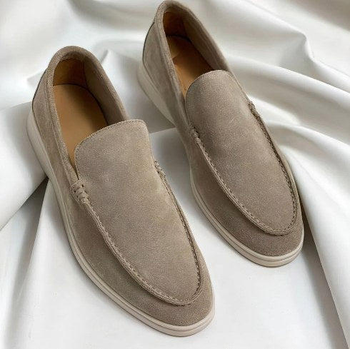 Hudson | Men's Suede-Effect Slip-On Loafers, Refined Everyday Shoes | Direct Attire | Beige