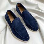 Hudson | Men's Suede-Effect Slip-On Loafers, Refined Everyday Shoes | Direct Attire | Azul