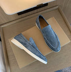 Hudson | Men's Suede-Effect Slip-On Loafers, Refined Everyday Shoes | Direct Attire | Azul claro