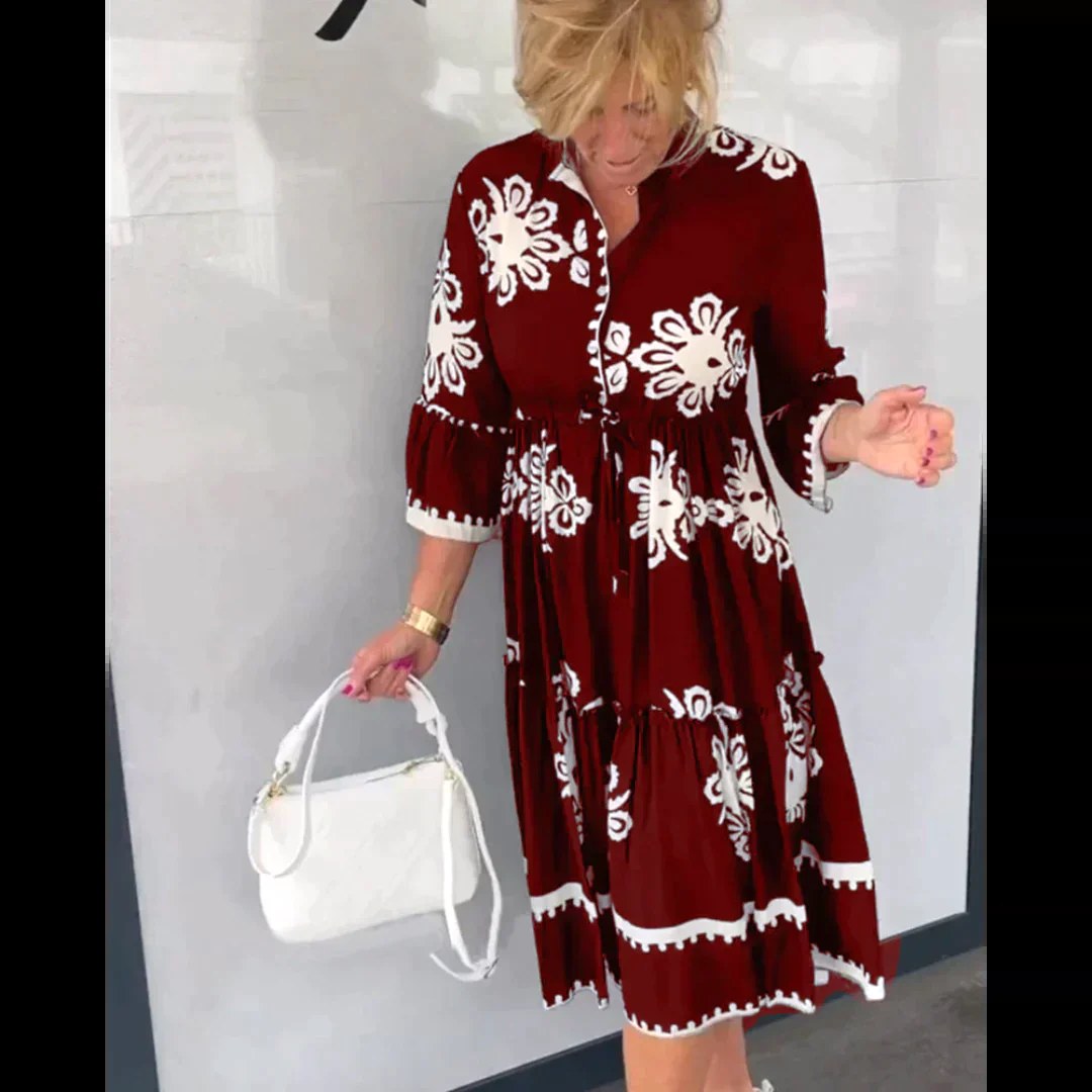 Imogen | Women's Floral Print Midi Dress, Elegant Summer Dress | Direct Attire
