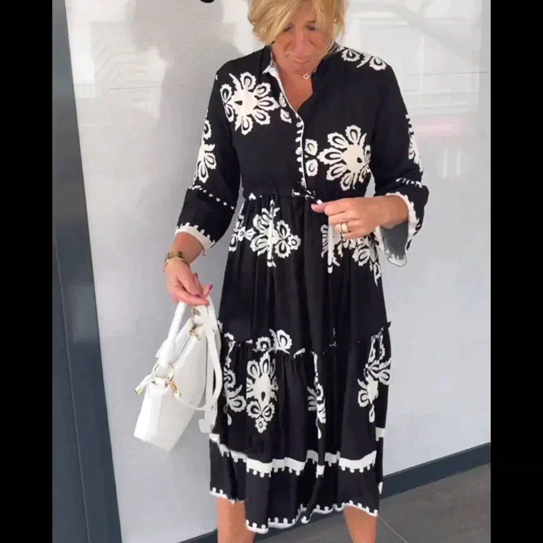 Imogen | Women's Floral Print Midi Dress, Elegant Summer Dress | Direct Attire