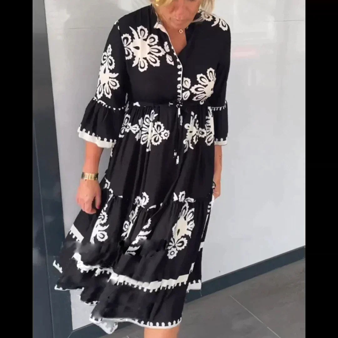 Imogen | Women's Floral Print Midi Dress, Elegant Summer Dress | Direct Attire