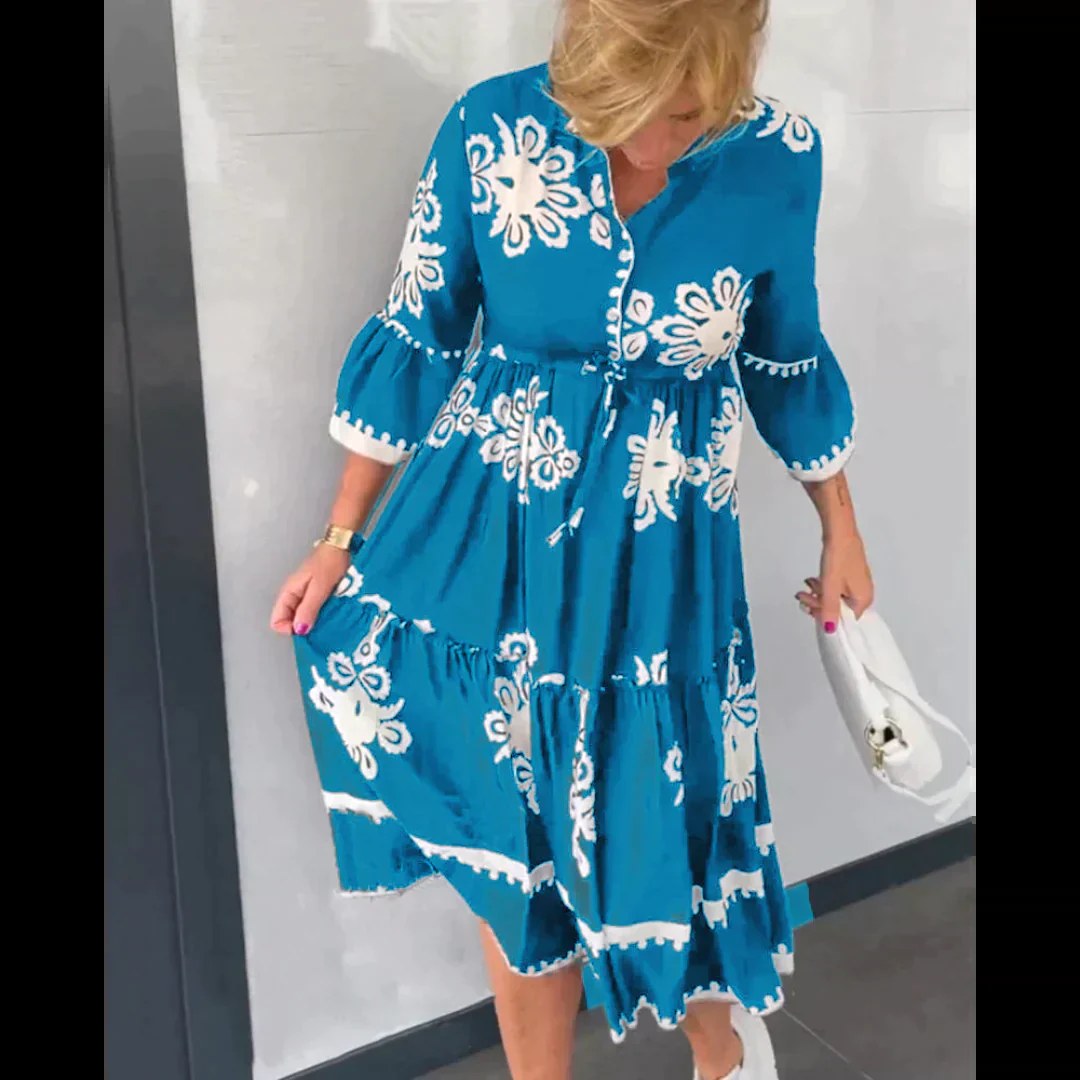 Imogen | Women's Floral Print Midi Dress, Elegant Summer Dress | Direct Attire