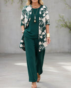 Jacinta | Women's Three-Piece Floral Blazer Set, Wide-Leg Trouser Suit | Direct Attire