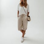 Jade | Women's Cotton Bermuda Shorts, Relaxed-Fit Warm-Weather Shorts | Direct Attire | Lichtblauw