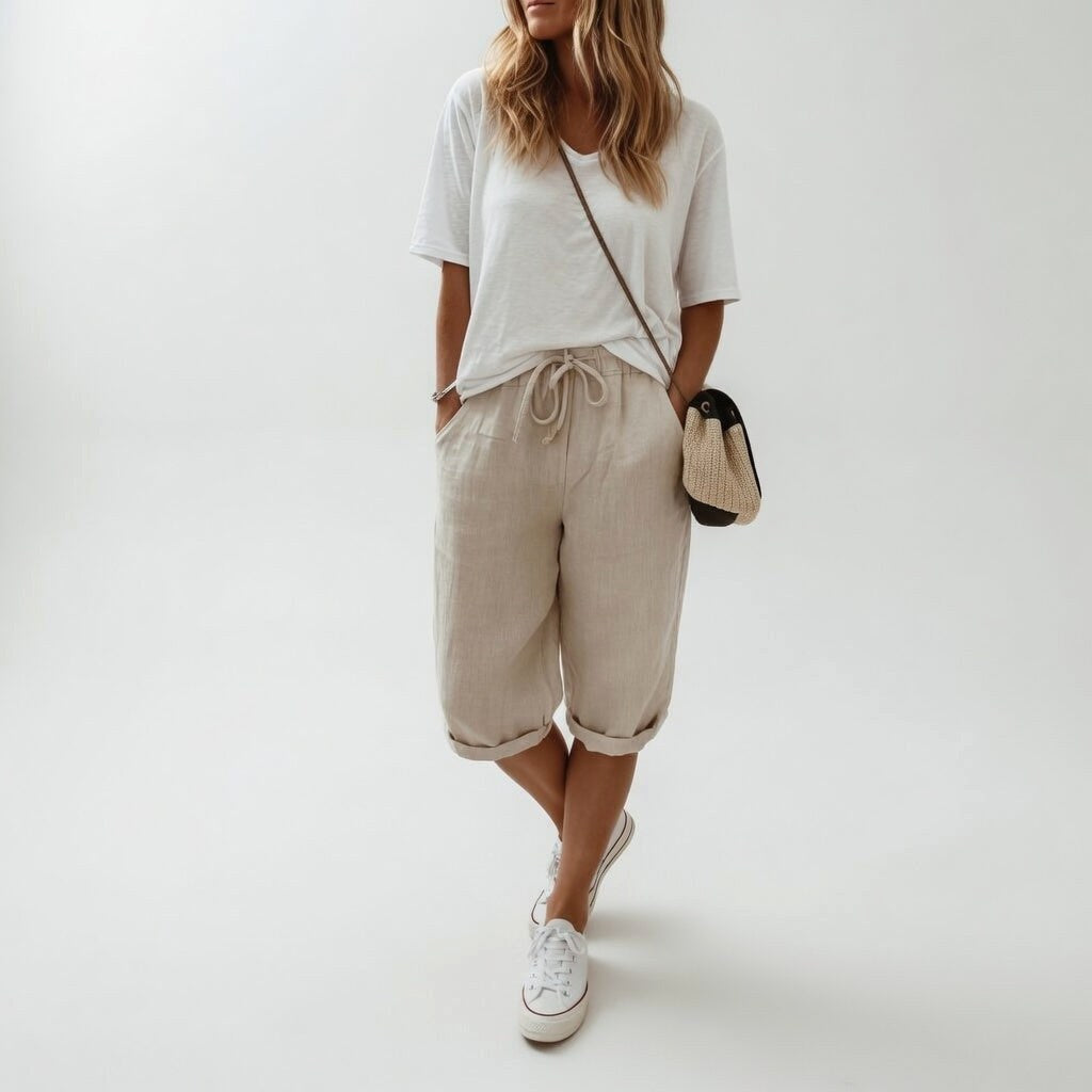 Jade | Women's Cotton Bermuda Shorts, Relaxed-Fit Warm-Weather Shorts | Direct Attire | Lichtblauw