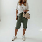 Jade | Women's Cotton Bermuda Shorts, Relaxed-Fit Warm-Weather Shorts | Direct Attire | Zwart