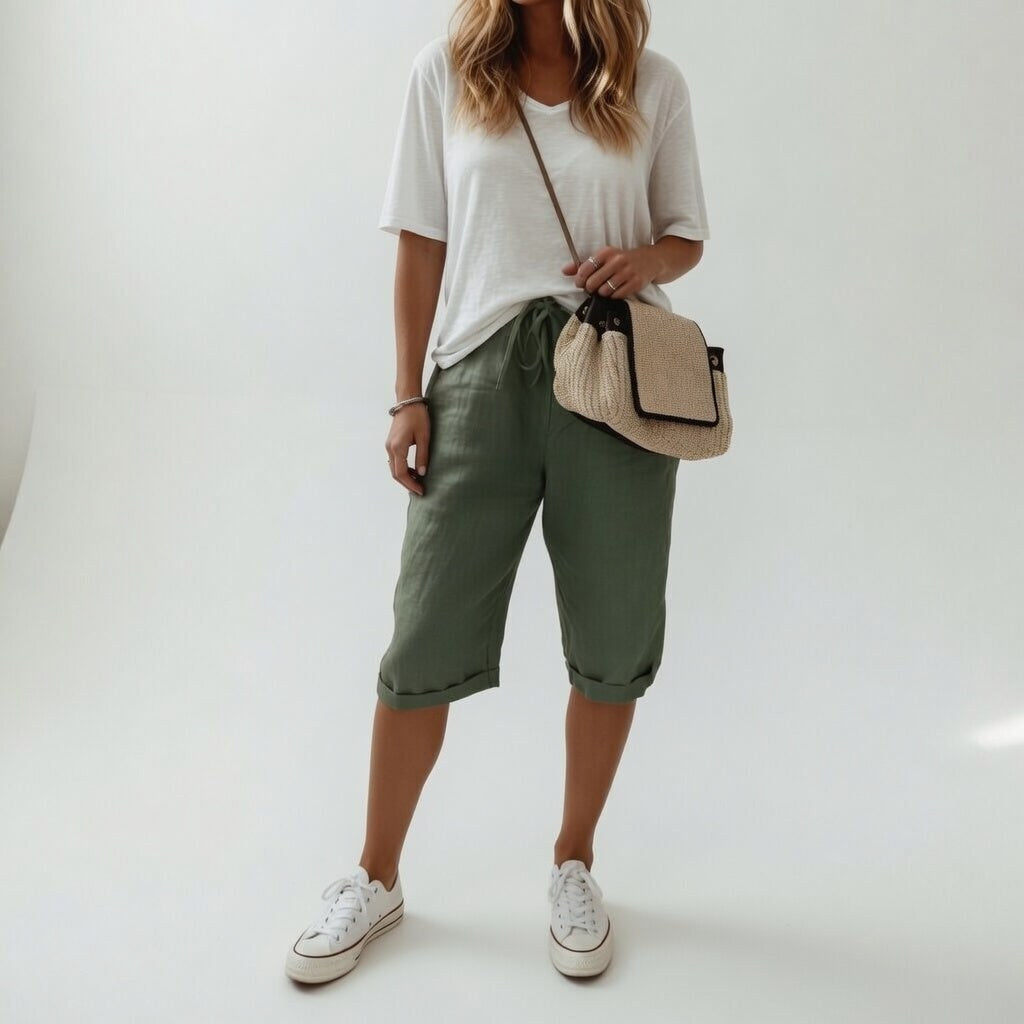 Jade | Women's Cotton Bermuda Shorts, Relaxed-Fit Warm-Weather Shorts | Direct Attire | Zwart