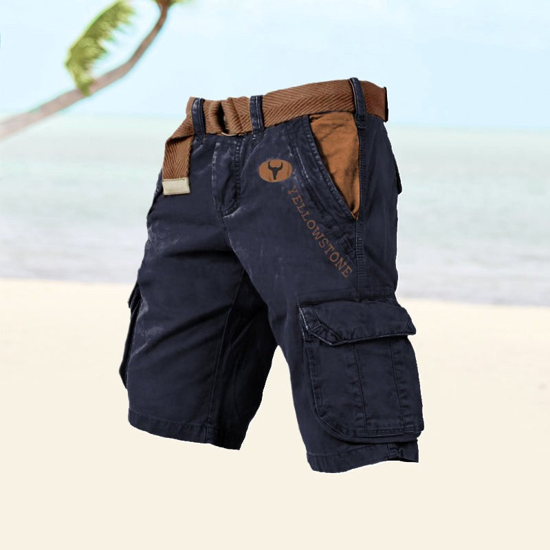 Jarrah | Men's Cargo Shorts with Multiple Pockets, Relaxed-Fit Outdoor Shorts | Direct Attire | Marine Blue