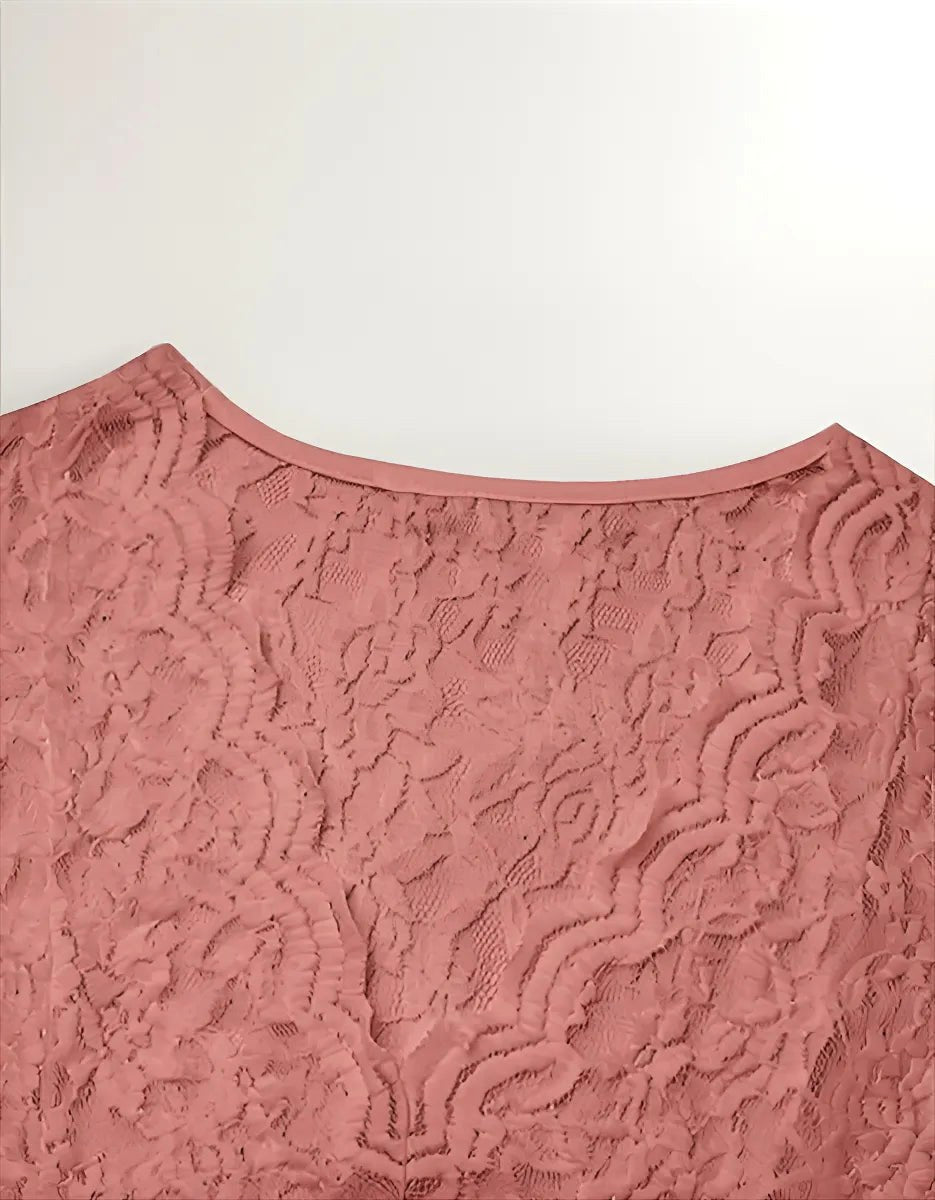 Jasmine | Women's Fitted Lace Top with V-Neckline, Short Sleeve Blouse | Direct Attire
