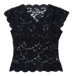 Jasmine | Women's Fitted Lace Top with V-Neckline, Short Sleeve Blouse | Direct Attire