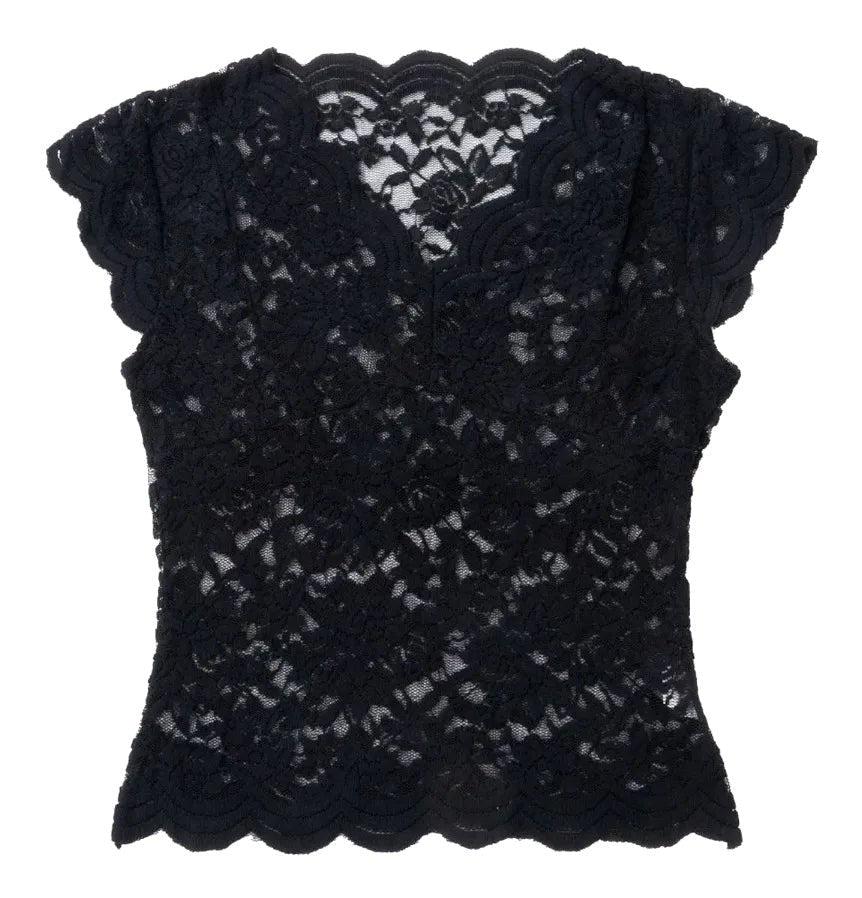 Jasmine | Women's Fitted Lace Top with V-Neckline, Short Sleeve Blouse | Direct Attire