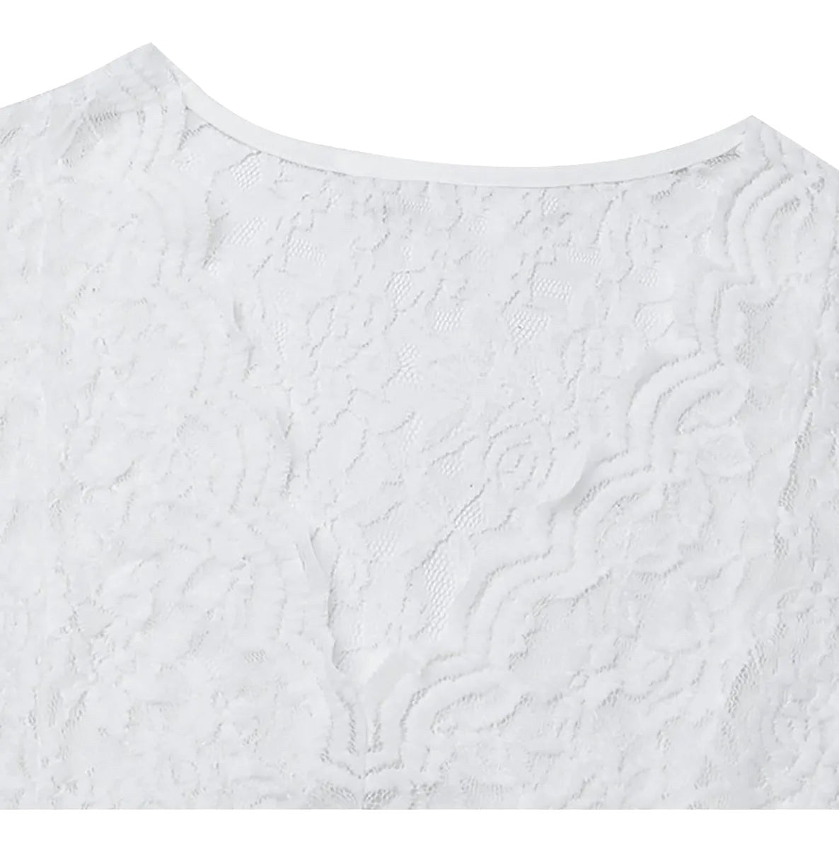 Jasmine | Women's Fitted Lace Top with V-Neckline, Short Sleeve Blouse | Direct Attire | Geel