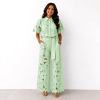 Jasmine | Women's Floral Lace Two-Piece Set, Flowing Trouser Suit | Direct Attire