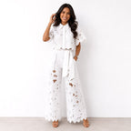 Jasmine | Women's Floral Lace Two-Piece Set, Flowing Trouser Suit | Direct Attire