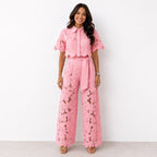 Jasmine | Women's Floral Lace Two-Piece Set, Flowing Trouser Suit | Direct Attire