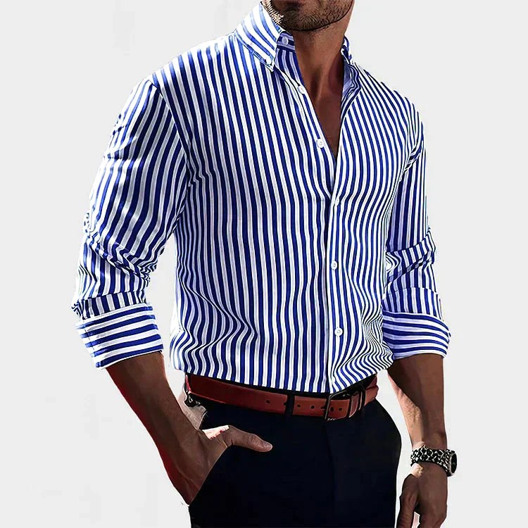 Jasper | Women's Striped Shirt, Vertical Stripe Classic Blouse | Direct Attire