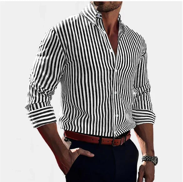 Jasper | Women's Striped Shirt, Vertical Stripe Classic Blouse | Direct Attire
