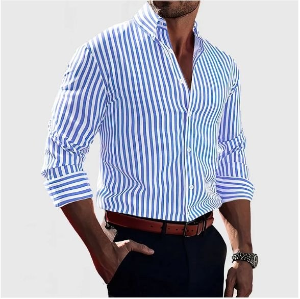 Jasper | Women's Striped Shirt, Vertical Stripe Classic Blouse | Direct Attire