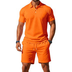 Jaxon | Men's Breathable Two-Piece Polo Set, Short Sleeve Shirt and Shorts | Direct Attire | Orange