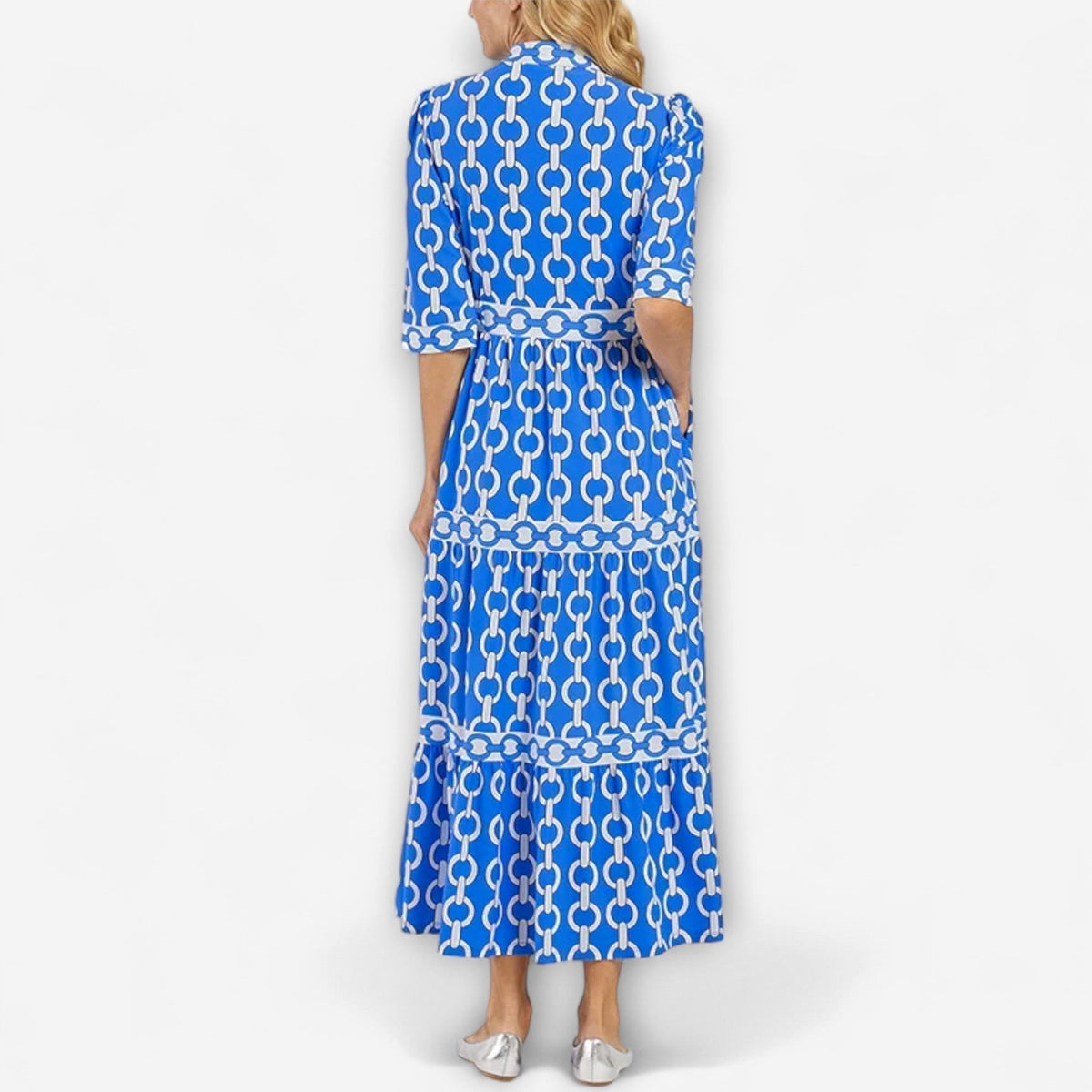 Juliana | Women's Chain Print Midi Dress, Flattering Summer Dress for Holidays and Everyday Wear, Flattering Summer Dress for Holidays and Everyday Wear - image 7