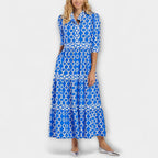 Juliana | Women's Chain Print Midi Dress, Flattering Summer Dress for Holidays and Everyday Wear, Flattering Summer Dress for Holidays and Everyday Wear - image 8