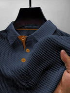 Kane | Men's Knitted Polo Shirt with Contrast Trim, Short Sleeve Polo | Direct Attire | Donkerblauw