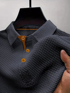 Kane | Men's Knitted Polo Shirt with Contrast Trim, Short Sleeve Polo | Direct Attire | Donkergrijs