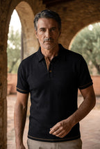 Kane | Men's Knitted Polo Shirt with Contrast Trim, Short Sleeve Polo | Direct Attire