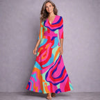 Kara | Women's Mid-Sleeve Maxi Dress, Flowing Floral Maxi Dress | Direct Attire | Multicolor