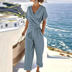 Kellie | Women's Wrap-Front Two-Piece Set, Tailored Trouser Suit | Direct Attire | Blue