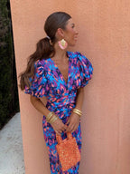 Kelsey | Women's V-Neckline Dress with Puffed Sleeves, Elegant Day Dress | Direct Attire