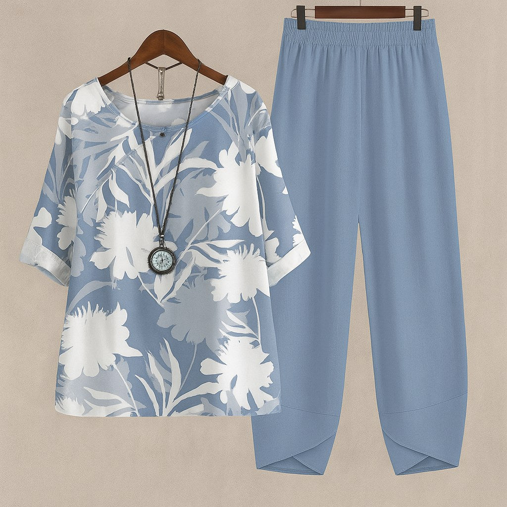 Kiara | Women's Floral Two-Piece Set, Harem Trousers Lounge Set | Direct Attire