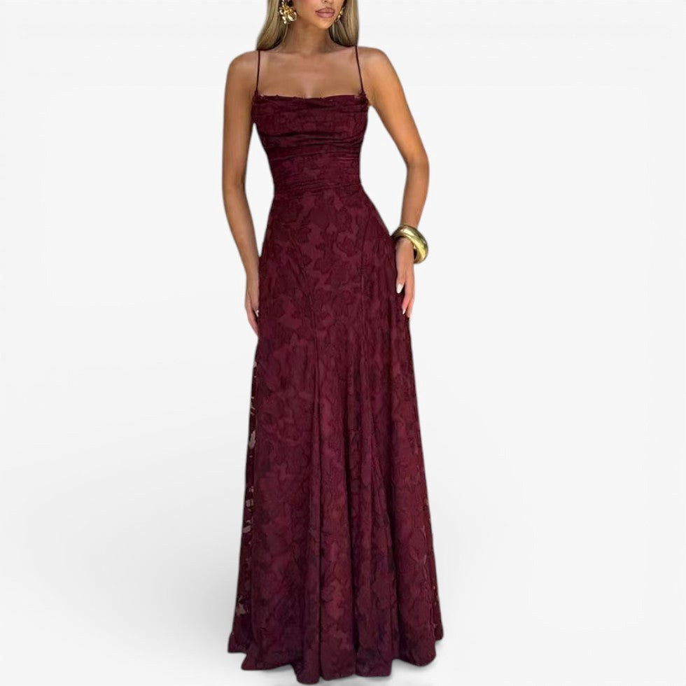 Kirra | Women's Sleeveless Maxi Dress with Floral Print, Fitted Bodice Occasion Dress | Direct Attire | Rojo