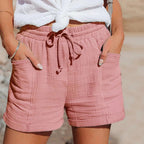 Kristy | Women's Lightweight Cotton Blend Shorts, Relaxed Fit Summer Shorts | Direct Attire | Roze