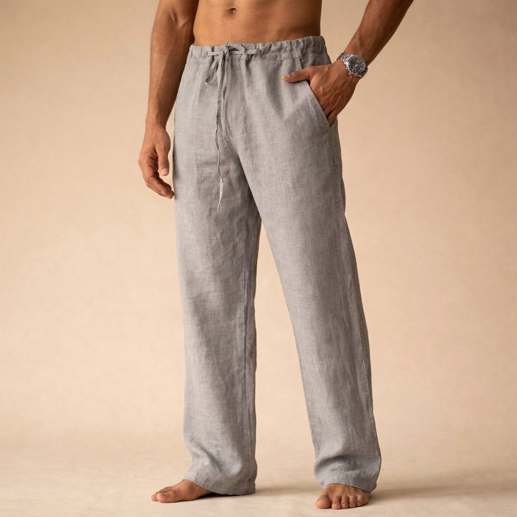 Kye | Women's Lightweight Linen Trousers, Tailored Summer Trousers | Direct Attire | Gray